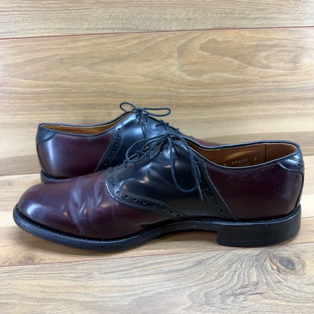 Allen Edmonds Polo Oxfords Shoes Men 11.5 B Burgundy Black Dress Business Money
